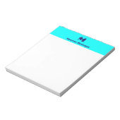 Neonblauwe minimale gepersonaliseerde naammonogram notitieblok (Linkerzijde)