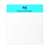 Neonblauwe minimale gepersonaliseerde naammonogram notitieblok (Voorkant)