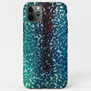 Neonblauwe mozaïekstijl boven ruw gehamerd glas Case-Mate iPhone case