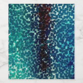 Neonblauwe mozaïekstijl boven ruw gehamerd glas wijn etiket (Enkel label)