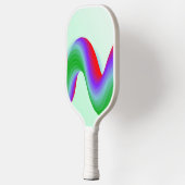 Neonblauwe, rode en groene golven op blauw pickleball paddle (Links)