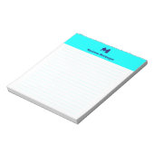 Neonblauwe stijlvolle gepersonaliseerde monogram g notitieblok (Linkerzijde)