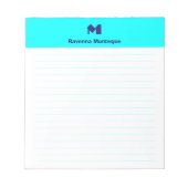Neonblauwe stijlvolle gepersonaliseerde monogram g notitieblok (Voorkant)