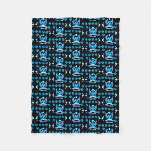Neonblauwe Voetbal | Coole Aangepaste Cadeaus Voor Fleece Deken (Voorkant)
