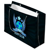 Neonblauwe Voetbal | Coole Aangepaste Cadeaus Voor Groot Cadeauzakje (Voorkant Gekanteld)