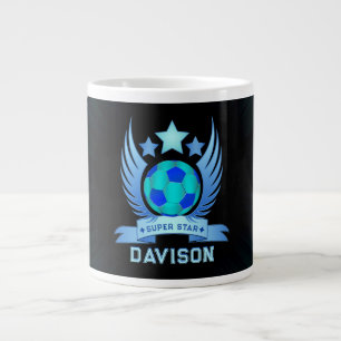 Neonblauwe Voetbal Coole Aangepaste Cadeaus Voor Grote Koffiekop