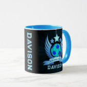 Neonblauwe Voetbal | Coole Aangepaste Cadeaus Voor Mok (Voorkant rechts)
