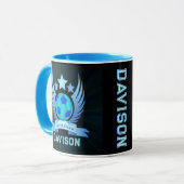Neonblauwe Voetbal | Coole Aangepaste Cadeaus Voor Mok (Voorkant links)