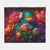 Neonbloemen, kleurrijk, bouquet, inktspits fleece deken (Voorkant (Horizontaal))