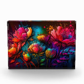 Neonbloemen, kleurrijk, bouquet, inktspits fotoblokken (Voorkant)