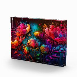 Neonbloemen, kleurrijk, bouquet, inktspits fotoblokken