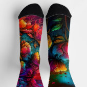 Neonbloemen, kleurrijk, bouquet, inktspits sokken (Top)