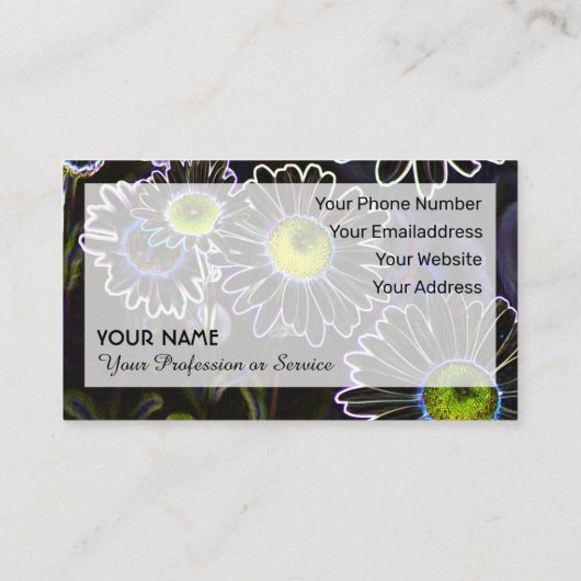 Neonbloemige romance voor tuinders en bloemisten visitekaartje (Achterkant)