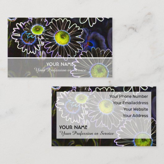 Neonbloemige romance voor tuinders en bloemisten visitekaartje (Voorkant / Achterkant)