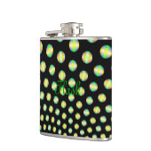 Neonbolletjes op zwarte fles heupfles (Links)