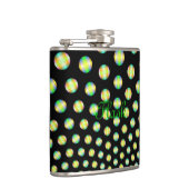 Neonbolletjes op zwarte fles heupfles (Rechts)