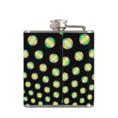 Neonbolletjes op zwarte fles heupfles (Achterkant)