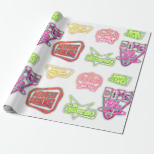  neonborden retro midden eeuw cadeaupapier