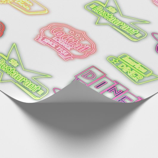  neonborden retro midden eeuw cadeaupapier (Hoek)