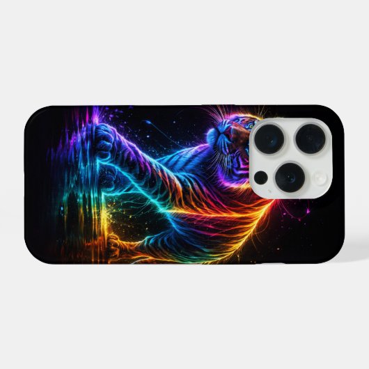 Neonfarbener Tiger iPhone Hoesje (Achterkant horizontaal)