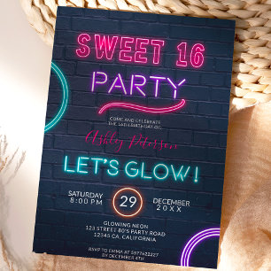 Neongebarsten gloed in de donkerroze bakstenen Swe Kaart