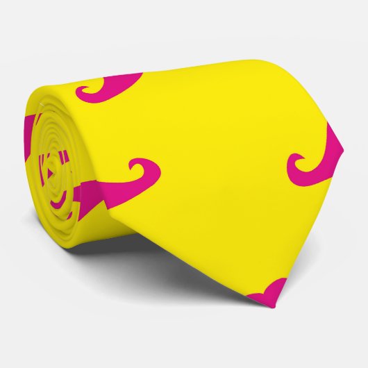 Neongeel en roze snor stropdas (Opgerold)