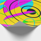 Neongeel en roze spiraalvormig 80s omslagpapier cadeaupapier (Hoek)