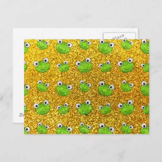Neongeel kikkerkopglitterpatroon briefkaart (Voorkant / Achterkant)