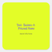 neongele vaste kleur, gepersonaliseerd vierkante sticker (Voorkant)