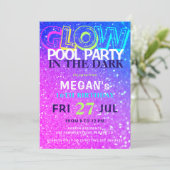 Neongloed op het donkere pools feestje kaart (Staand voorkant)