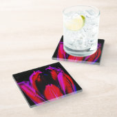 neongloeitulp glazen onderzetter (Schuin)