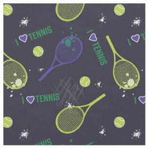 Neongroen Ik hou van tennis, aangepaste tegelgroot Stof