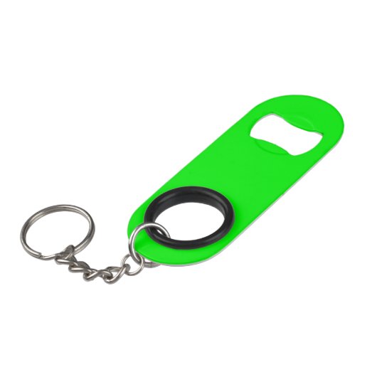 neongroen scherm, helder, effen, koel mini flessenopener (Voorkant Gekanteld)