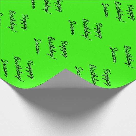 Neongroen verpakkingspapier |  tekst cadeaupapier (Hoek)