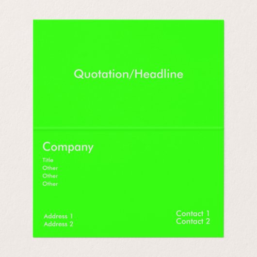 neongroen visitekaartje (Binnenkant ongevouwen)