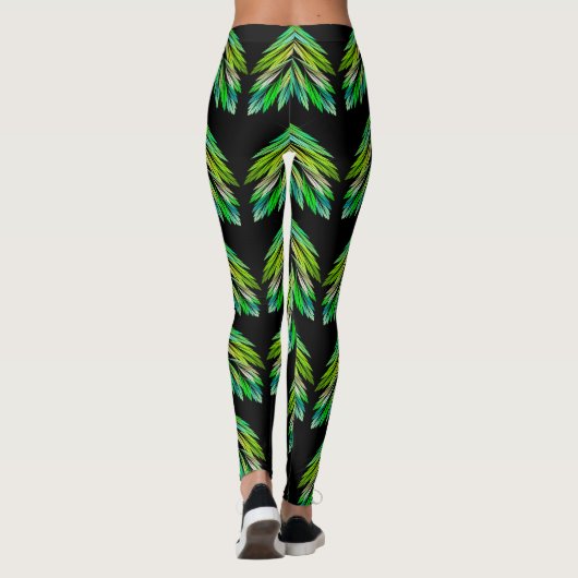 Neongroene bladeren - fractal, leggings (Achterkant)