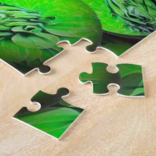 Neongroene bollen in 3D-optica Legpuzzel (Zijkant)