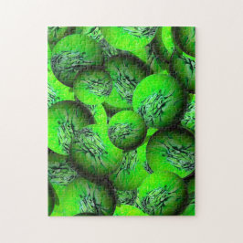 Neongroene bollen in 3D-optica Legpuzzel