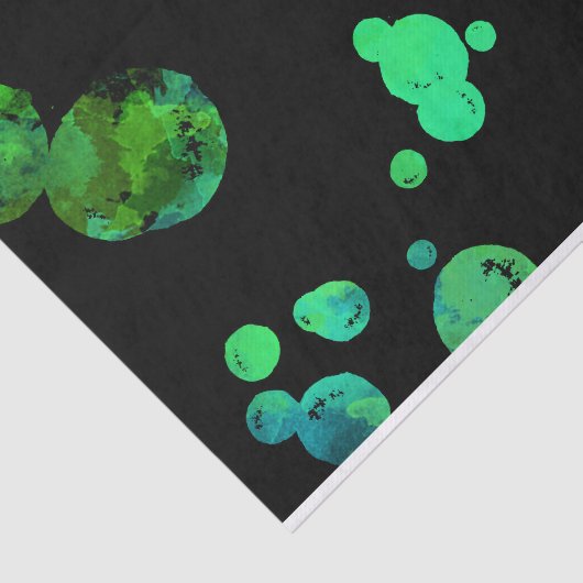 Neongroene en zwarte polkstip/bubbels tissuepapier (Detail)