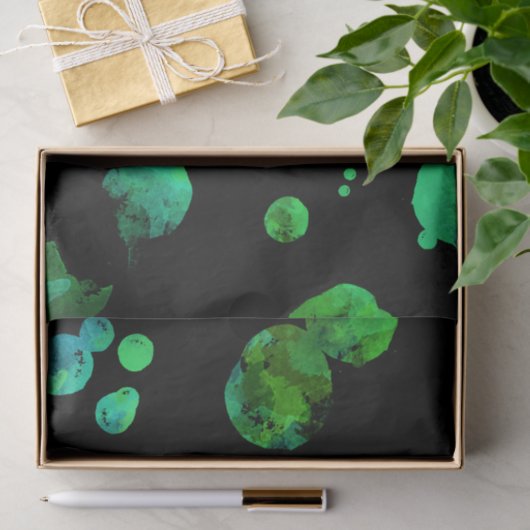 Neongroene en zwarte polkstip/bubbels tissuepapier (Geschenk)