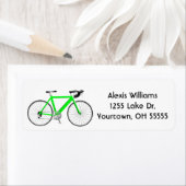 neongroene fiets op wit etiket (Insitu)