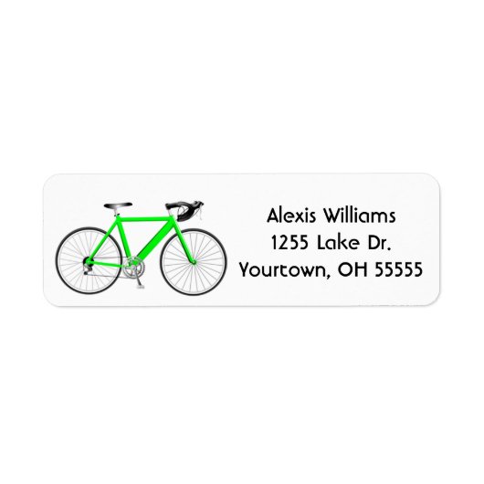 neongroene fiets op wit etiket (Voorkant)