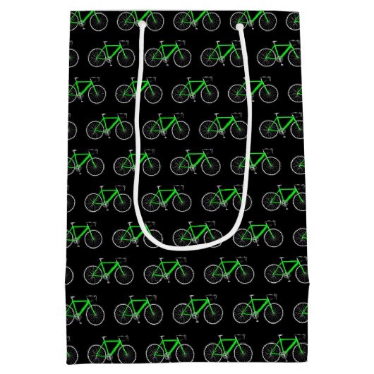 neongroene fiets op zwart medium cadeauzakje (Achterkant)
