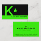 neongroene monogram-ster visitekaartje (Voorkant / Achterkant)