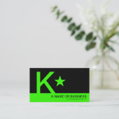 neongroene monogram-ster visitekaartje (Staand voorkant)