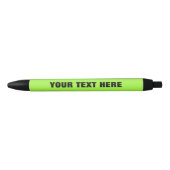 Neongroene promotiepen met gepersonaliseerde tekst zwarte inkt pen (Voorkant)