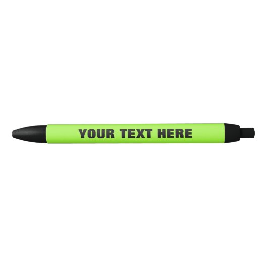 Neongroene promotiepen met gepersonaliseerde tekst zwarte inkt pen (Voorkant)