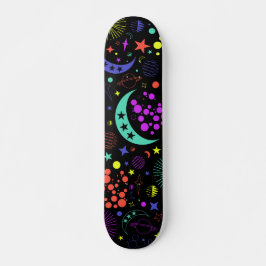 Neonhemelelementen, sterren, manen, planeten persoonlijk skateboard