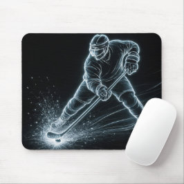 Neonhockeyspeler op het ijs muismat