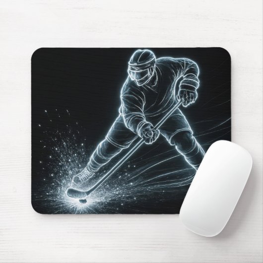 Neonhockeyspeler op het ijs muismat (Met muis)